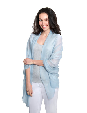 Cashmere Pashmina - Sky Blue - Blankets & Throws